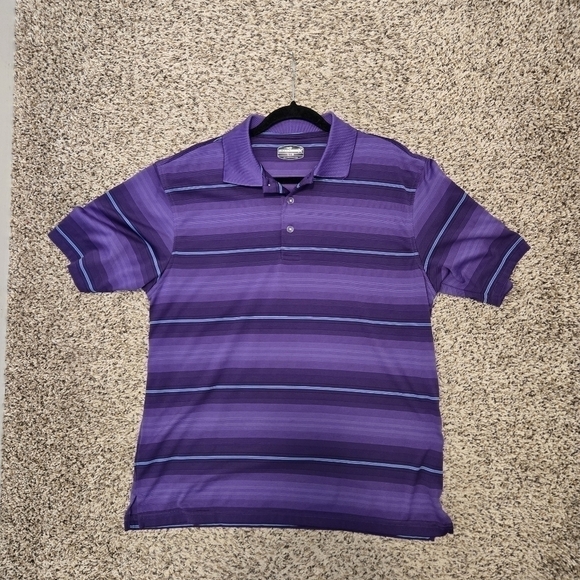 Grand Slam X Men's Purple Striped Polo Golf Shirt Short Sleeve Size Large - Picture 5 of 7